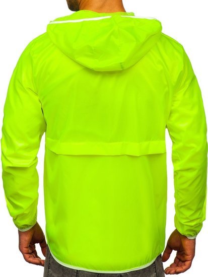 Chaqueta anorak deportiva de entretiempo con capucha para hombre amarillo y fluorescente BOLF 5061