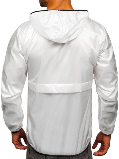 Chaqueta anorak deportiva de entretiempo con capucha para hombre blanco BOLF 5061