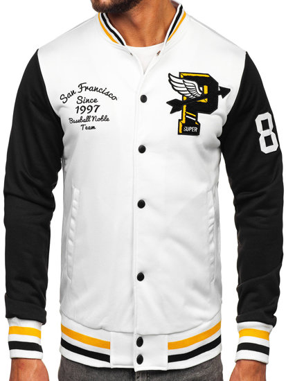 Chaqueta béisbol de entretiempo bomber para hombre blanco Bolf HS7208