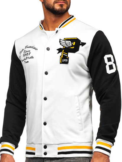 Chaqueta béisbol de entretiempo bomber para hombre blanco Bolf HS7208