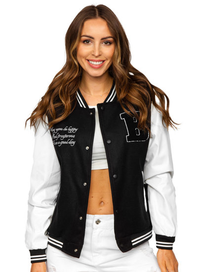 Chaqueta béisbol de entretiempo bomber para mujer negro Bolf 16M9067