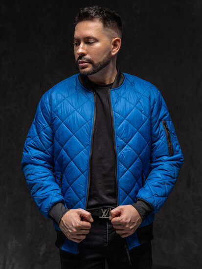 Chaqueta bomber acolchada de entretiempo para hombre azul Bolf MY-01A1