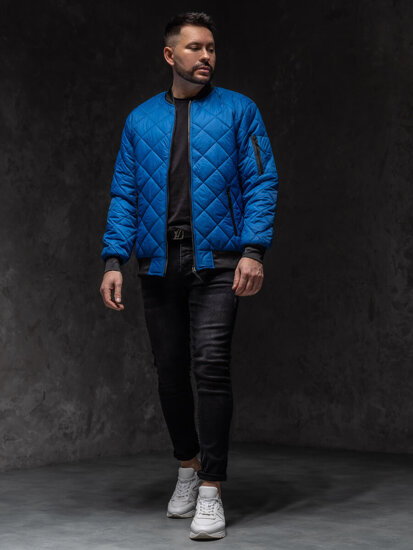 Chaqueta bomber acolchada de entretiempo para hombre azul Bolf MY-01A1