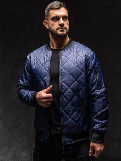 Chaqueta bomber acolchada de entretiempo para hombre azul oscuro Bolf MY-01A1