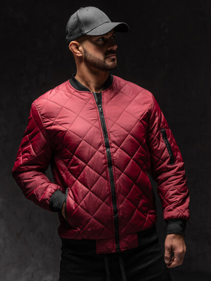 Chaqueta bomber acolchada de entretiempo para hombre burdeos Bolf MY-01A1