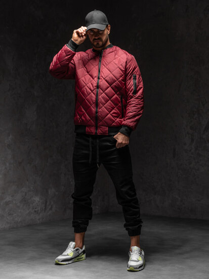 Chaqueta bomber acolchada de entretiempo para hombre burdeos Bolf MY-01A1