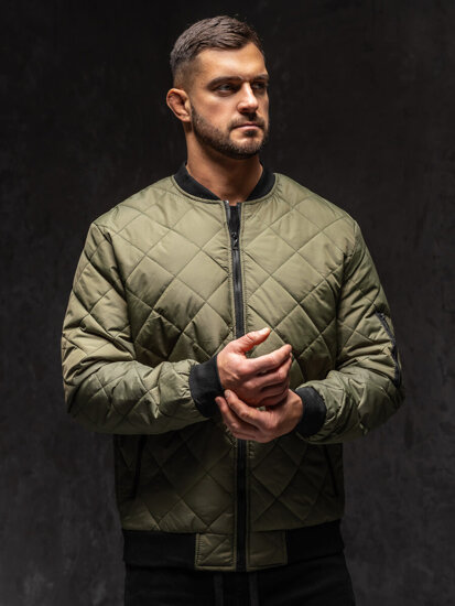 Chaqueta bomber acolchada de entretiempo para hombre caqui Bolf MY-01A1