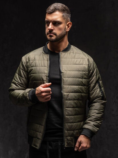 Chaqueta bomber acolchada de entretiempo para hombre caqui Bolf MY-02A1