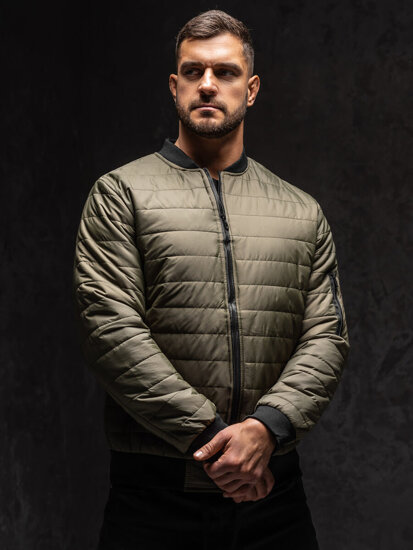 Chaqueta bomber acolchada de entretiempo para hombre caqui Bolf MY-02A1