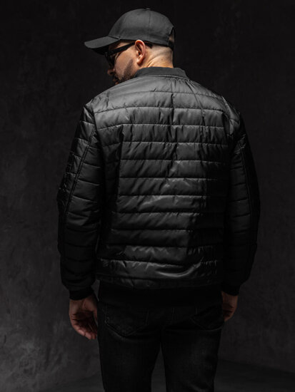 Chaqueta bomber acolchada de entretiempo para hombre negro Bolf MY-02A1