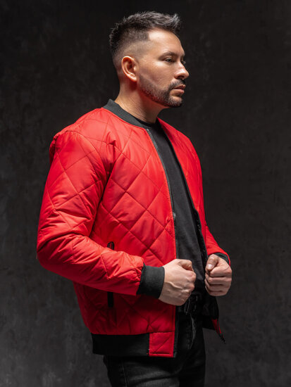 Chaqueta bomber acolchada de entretiempo para hombre rojo Bolf MY-01A1