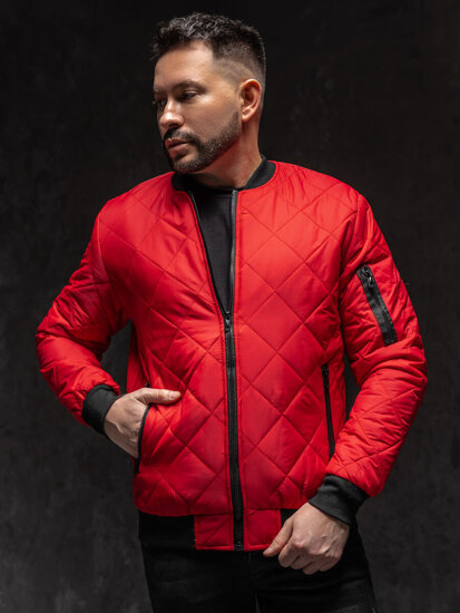 Chaqueta bomber acolchada de entretiempo para hombre rojo Bolf MY-01A1