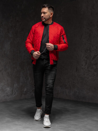 Chaqueta bomber acolchada de entretiempo para hombre rojo Bolf MY-01A1