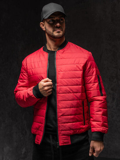 Chaqueta bomber acolchada de entretiempo para hombre rojo Bolf MY-02A1