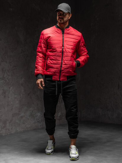 Chaqueta bomber acolchada de entretiempo para hombre rojo Bolf MY-02A1