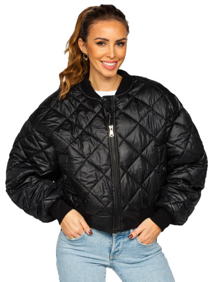 Chaqueta bomber acolchada para mujer negro Bolf J9089