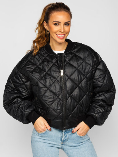 Chaqueta bomber acolchada para mujer negro Bolf J9089