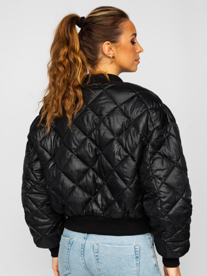 Chaqueta bomber acolchada para mujer negro Bolf J9089