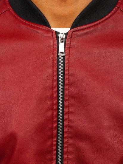 Chaqueta bomber de cuero para hombre burdeos Bolf 1147