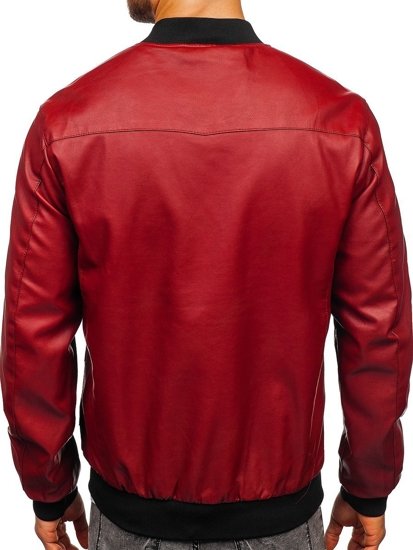 Chaqueta bomber de cuero para hombre burdeos Bolf 1147