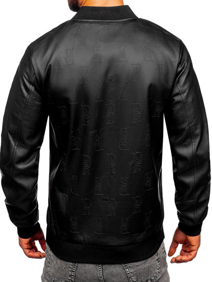 Chaqueta bomber de cuero para hombre negro Bolf 3A66