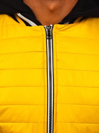 Chaqueta bomber de entretiempo acolchada con capucha para hombre color amarillo Bolf 6192