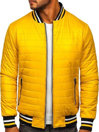 Chaqueta bomber de entretiempo acolchada con capucha para hombre color amarillo Bolf 6192