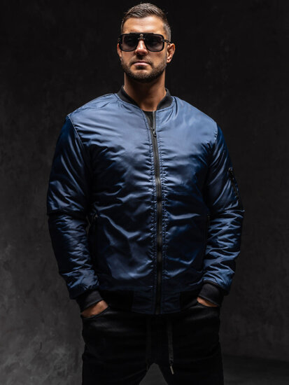 Chaqueta bomber de entretiempo para hombre azul oscuro Bolf AK95A1