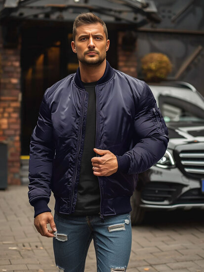 Chaqueta bomber de entretiempo para hombre azul oscuro Bolf AK95A2