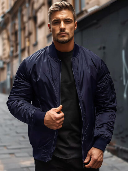 Chaqueta bomber de entretiempo para hombre azul oscuro Bolf AK95A2