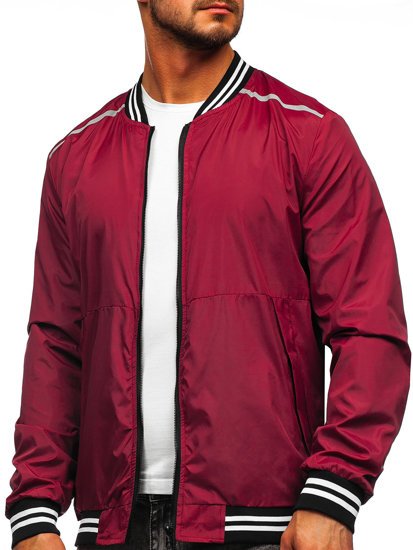 Chaqueta bomber de entretiempo para hombre color burdeos Denley M10298