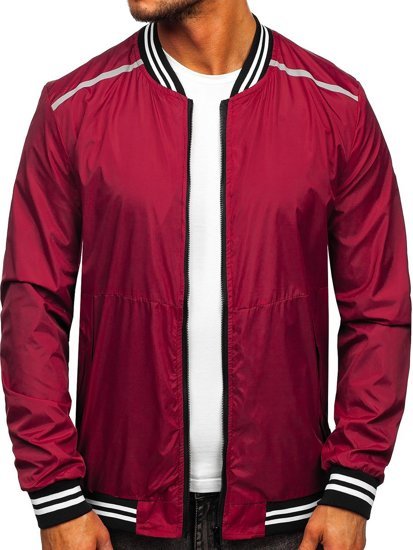 Chaqueta bomber de entretiempo para hombre color burdeos Denley M10298