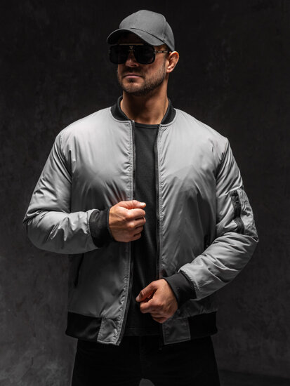 Chaqueta bomber de entretiempo para hombre gris Bolf AK95A1