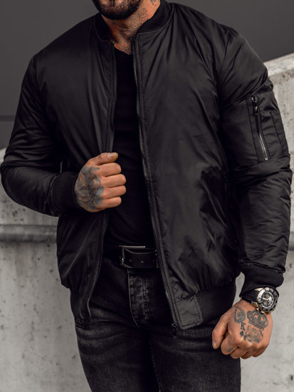 Chaqueta bomber de entretiempo para hombre negro Bolf AK95A