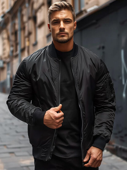 Chaqueta bomber de entretiempo para hombre negro Bolf AK95A2