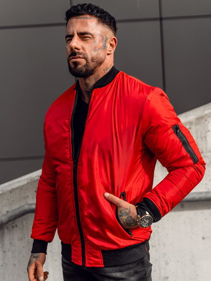 Chaqueta bomber de entretiempo para hombre rojo Bolf AK95A