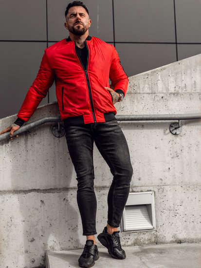 Chaqueta bomber de entretiempo para hombre rojo Bolf AK95A