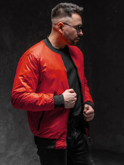 Chaqueta bomber de entretiempo para hombre rojo Bolf AK95A1