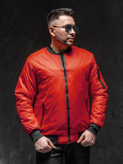 Chaqueta bomber de entretiempo para hombre rojo Bolf AK95A1