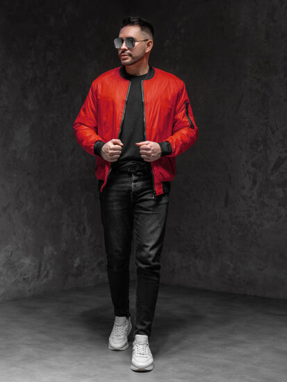 Chaqueta bomber de entretiempo para hombre rojo Bolf AK95A1