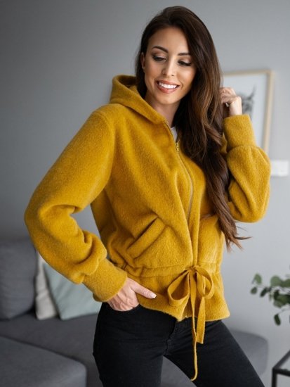 Chaqueta con capucha abrigo corto para mujer amarillo Bolf 9320