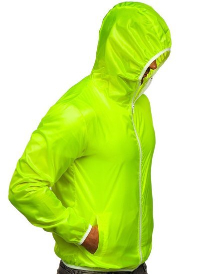 Chaqueta cortavientos de entretiempo con capucha para hombre amarillo y fluorescente BOLF 5060