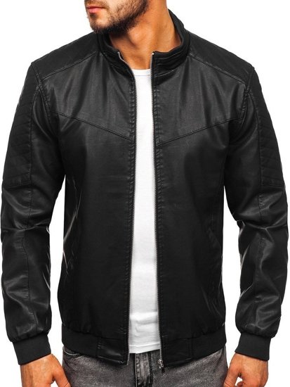 Chaqueta de cuero para hombre negro Bolf 1123