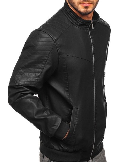 Chaqueta de cuero para hombre negro Bolf 1123