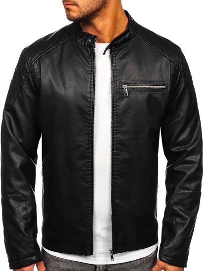 Chaqueta de cuero para hombre negro Bolf 1151