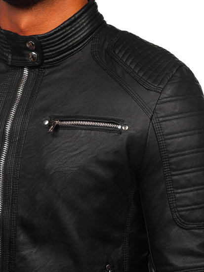 Chaqueta de cuero para hombre negro Bolf 11Z8055