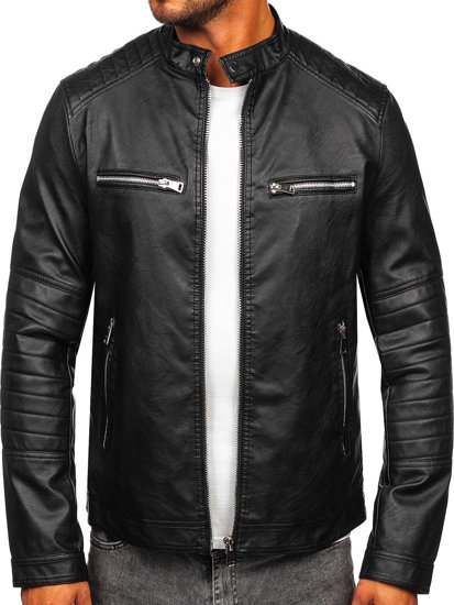 Chaqueta de cuero para hombre negro Bolf 11Z8066