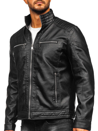 Chaqueta de cuero para hombre negro Bolf 11Z8150