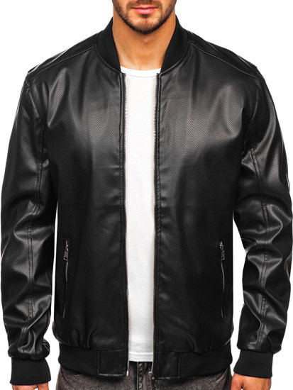 Chaqueta de cuero para hombre negro Bolf 7110