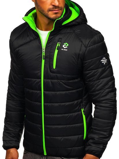 Chaqueta de entretiempo acolchada deportiva para hombre negro Bolf BK031